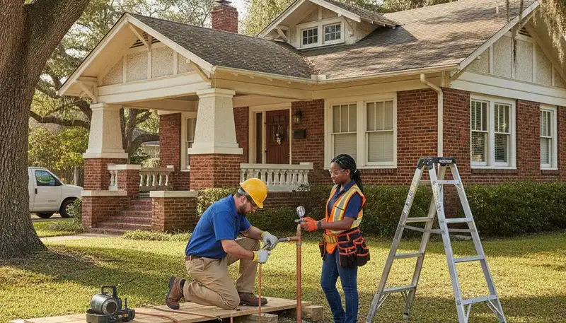 Plumber repairing a leak in Brandon, FL for plumbing repair service