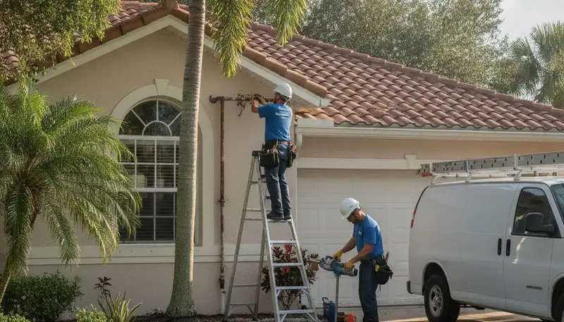 Plumber repairing a leak in Brandon, FL for plumbing repair service