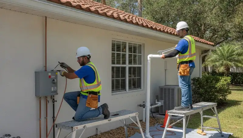 Plumber repairing a pipe in Brandon, FL for residential plumbing service