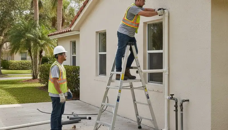 Plumber repairing a pipe in Brandon, FL for plumbing service at plumbersbrandonfl-new.com