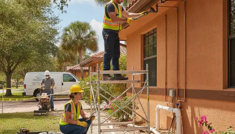 Brandon, FL plumber repairing a residential pipe for fast plumbing service