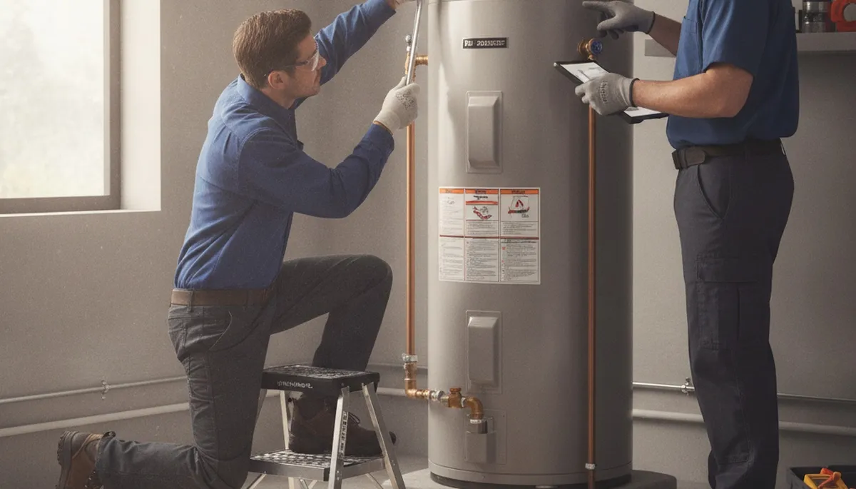 Brandon, FL plumber repairing a water heater for a home service call