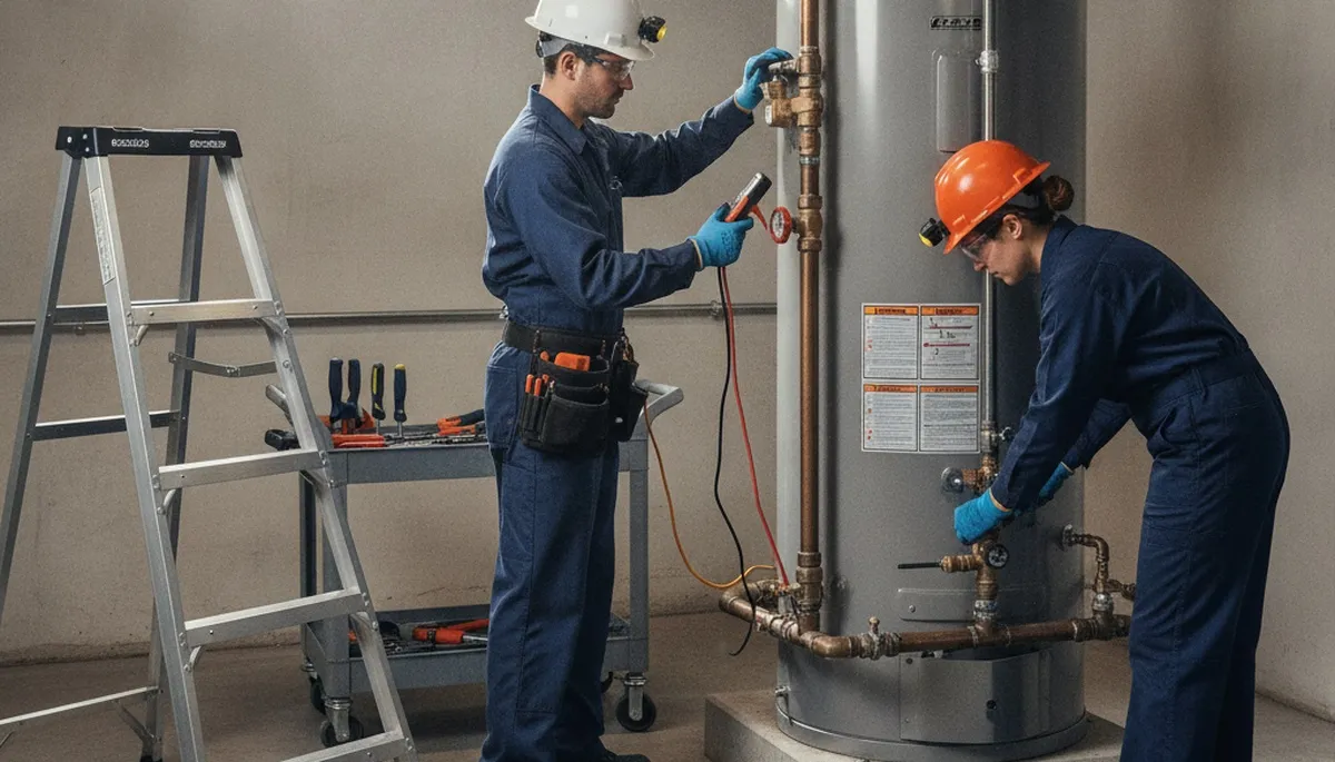 Brandon, FL plumber repairing a water heater for home service and maintenance